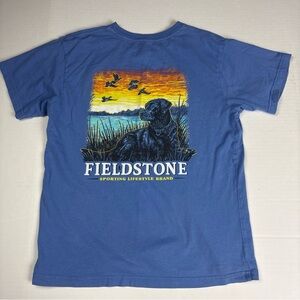 Fieldstone Boys Youth Large T-Shirt Blue T-Shirt Sporting Lifestyle Duck Dog